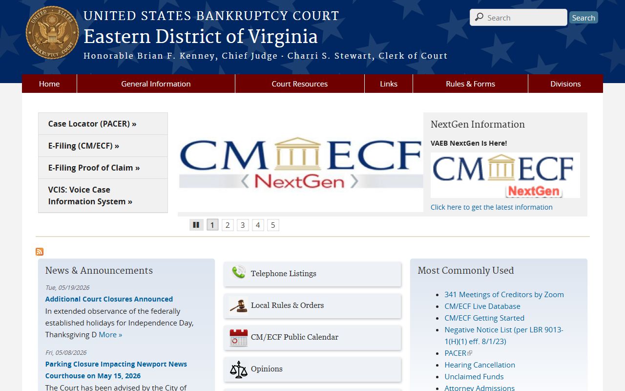 Eastern District of Virginia bankruptcy court dockets for Henrico County