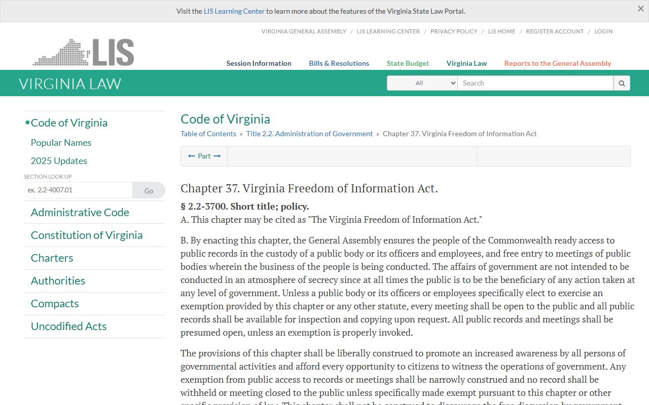 Virginia Freedom of Information Act for Henrico County court records access