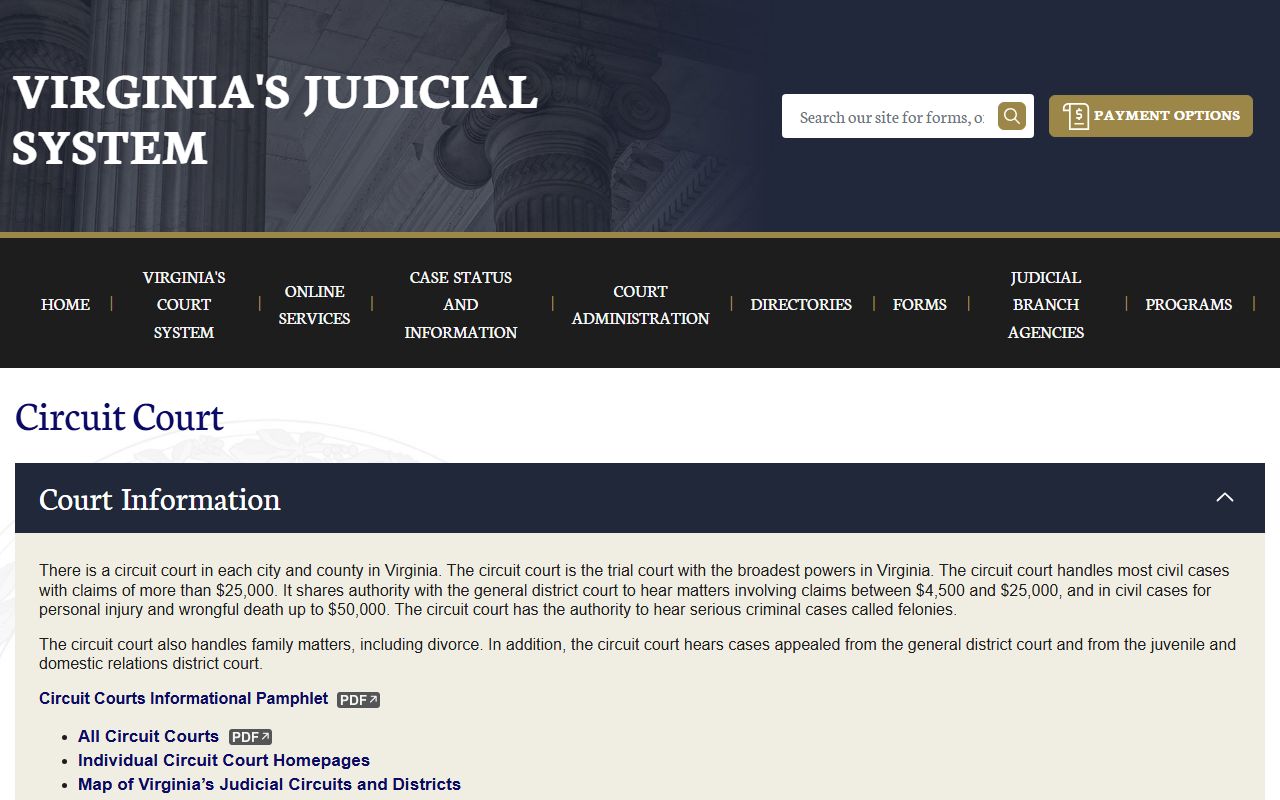Virginia Circuit Court overview for Henrico County court records