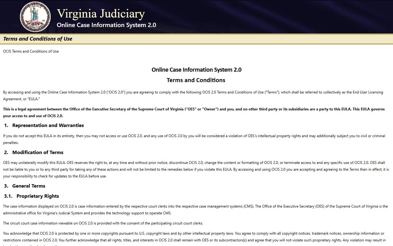 Virginia OCIS statewide search for Henrico County Circuit Court cases