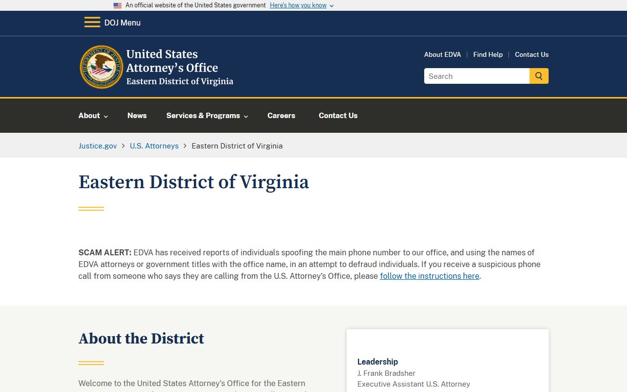 U.S. Attorney Eastern District of Virginia for Henrico federal traffic records